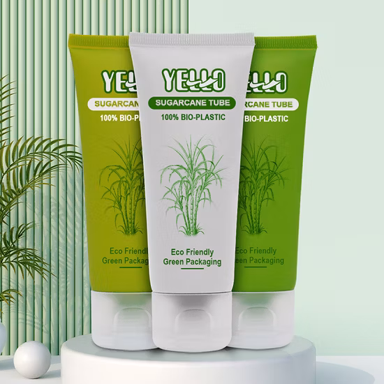 Umweltfreundliche Kosmetikverpackung, biologisch abbaubare Zuckerrohr-Lotiontube, leere PCR-Kosmetikcremeröhrchen aus Kunststoff mit Flip-Top-Verschluss